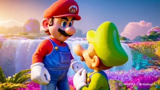 Mario Kisses Waluigi in Surreal, Aesthetic Landscape – AI Generated Video | Hailuo AI