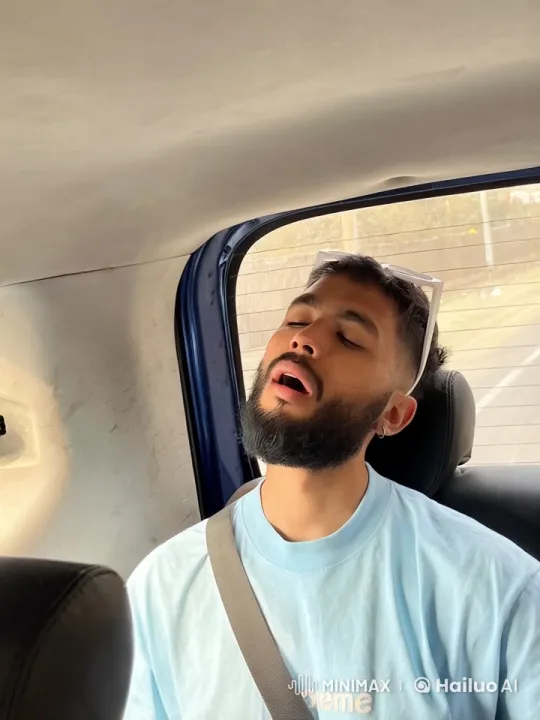 Young Man Awakens to Passionate Kiss in Moving Car – AI Generated Video | Hailuo AI