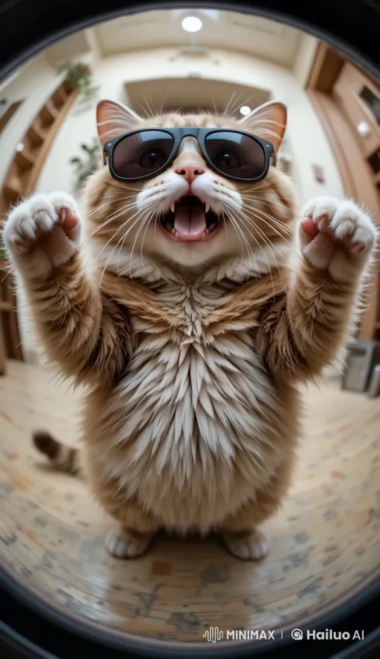 Chubby Cat Dances Stylishly in Sunglasses – AI Generated Video | Hailuo AI