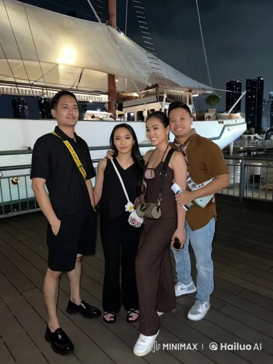 Nighttime Harbor: Friends Display Martial Arts Skills – AI Generated Video | Hailuo AI