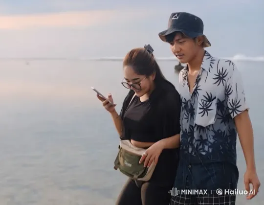 Couple on Beach with Surprise Martial Arts Display – AI Generated Video | Hailuo AI