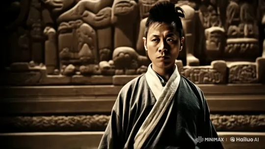 Traditional Kung Fu Master Showcases Skill in Ancient Temple – AI Generated Video | Hailuo AI