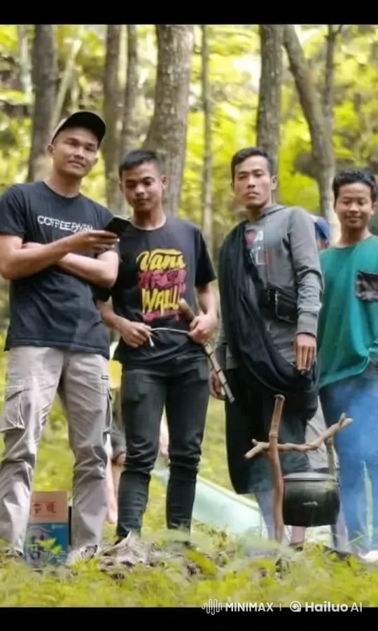 Four Young Men Engage in Intense Kung Fu Battle in Lush Forest – AI Generated Video | Hailuo AI