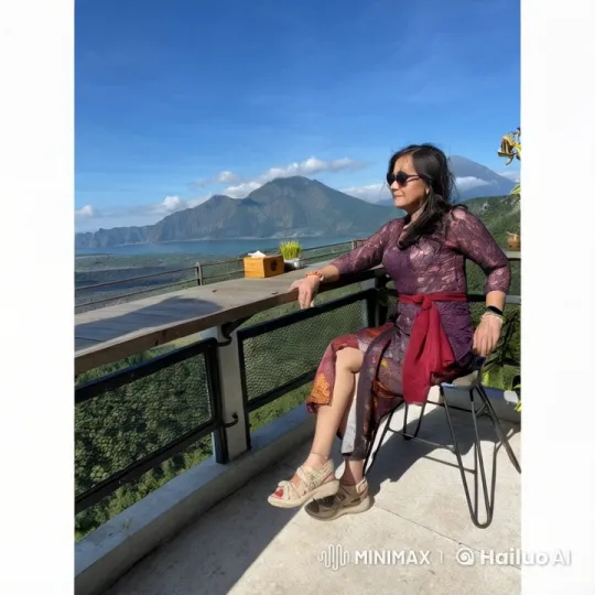 Woman Envisioning Fairy Transformation on Mountain Terrace – AI Generated Video | Hailuo AI
