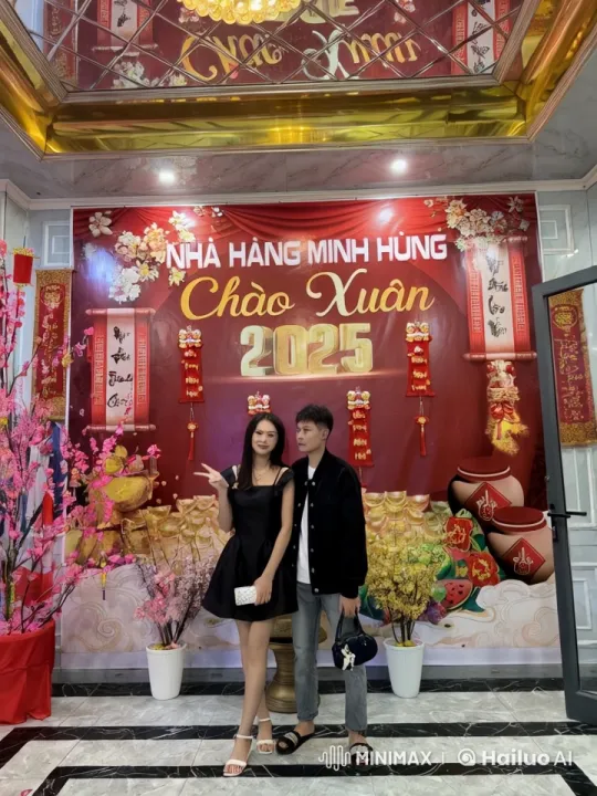 Festive 'Chào Xuân 2025' Celebration with Stylish Duo's Comedic Sparring – AI Generated Video | Hailuo AI