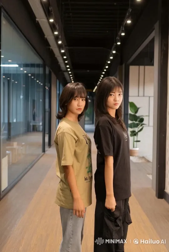 Casual Attired Individuals Perform Kung Fu in Modern Corridor – AI Generated Video | Hailuo AI