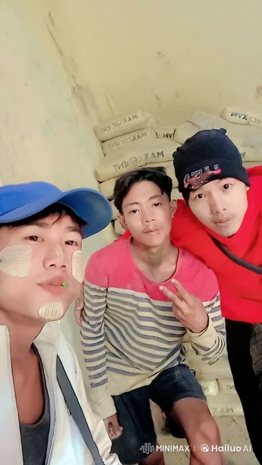 Three Individuals Posed confidently in front of the cement bags – AI Generated Video | Hailuo AI