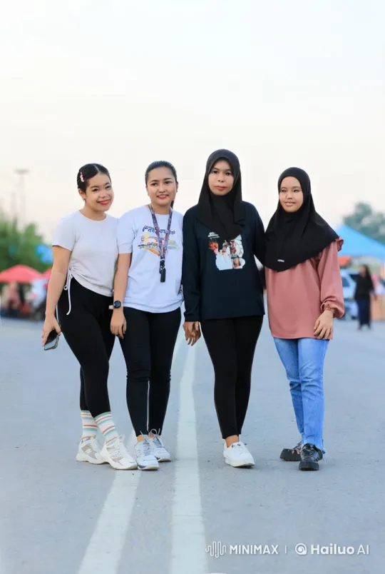 Four Friends Perform Energetic Kungfu on the Road – AI Generated Video | Hailuo AI