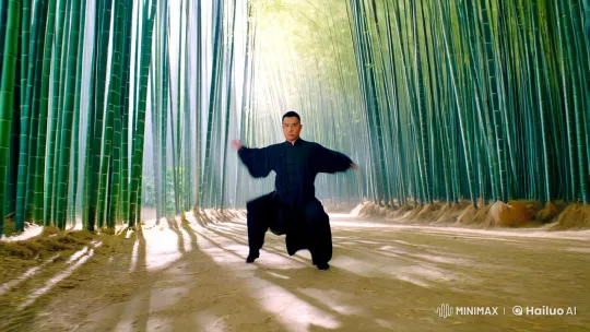 Kungfu Master in Serene Bamboo Forest - Aesthetic Fusion – AI Generated Video | Hailuo AI