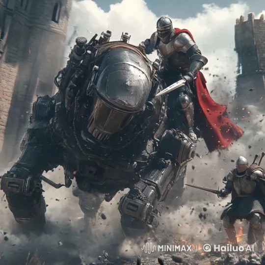 Armored Robot Battles Medieval Knights – AI Generated Video | Hailuo AI