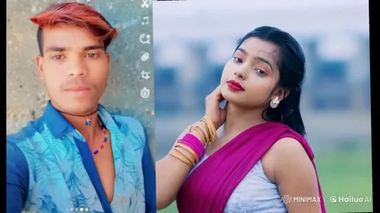 Two Individuals in Casual and Traditional Attire Prepare to Kiss on Split-Screen – AI Generated Video | Hailuo AI