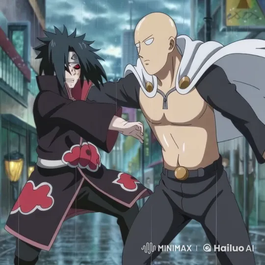 Madara vs. Saitama: Intense Urban Alley Battle – AI Generated Video | Hailuo AI