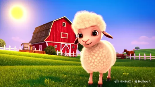 Fluffy Lamb Frolics in Enchanting 3D Pastoral Scene – AI Generated Video | Hailuo AI