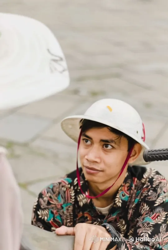 Young Person in Colorful Shirt and Helmet on Pavement – AI Generated Video | Hailuo AI