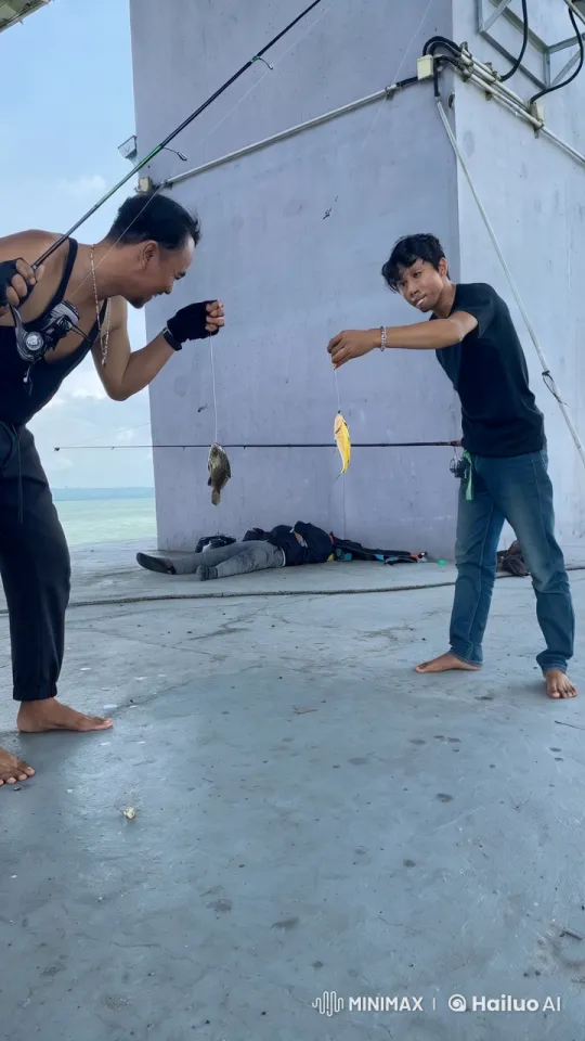 Fishing Men Engage in Kung Fu Combat – AI Generated Video | Hailuo AI