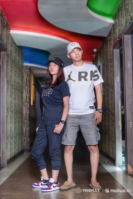 Young Couple's Synchronized Kungfu Display in Corridor – AI Generated Video | Hailuo AI
