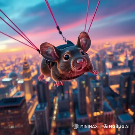 Mouse Glides Through Twilight Cityscape – AI Generated Video | Hailuo AI