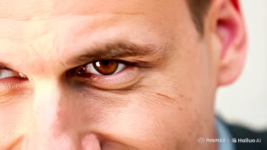 Close-up of Man's Hyperrealistic Brown-Golden Eyes – AI Generated Video | Hailuo AI