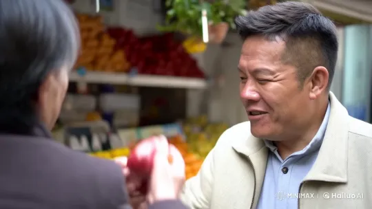 Middle-Aged Man Enjoying Street Market Interactions – AI Generated Video | Hailuo AI