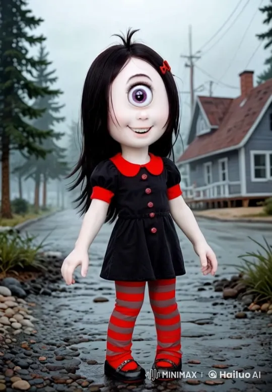 Child Waves Greeting in Misty Residential Setting – AI Generated Video | Hailuo AI