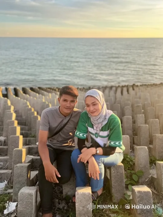 Couple Enjoying Serene Sunset by the Ocean – AI Generated Video | Hailuo AI