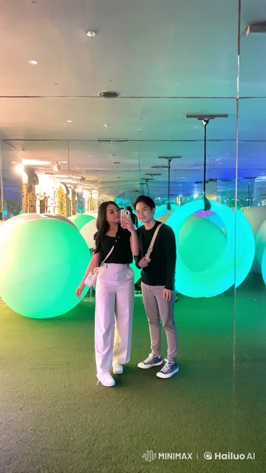 Couple Shares Romantic Kiss in Enchanted Mirror Room – AI Generated Video | Hailuo AI