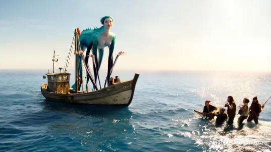 Sea Monster Captured and Confronted by Hunters and Pirates – AI Generated Video | Hailuo AI