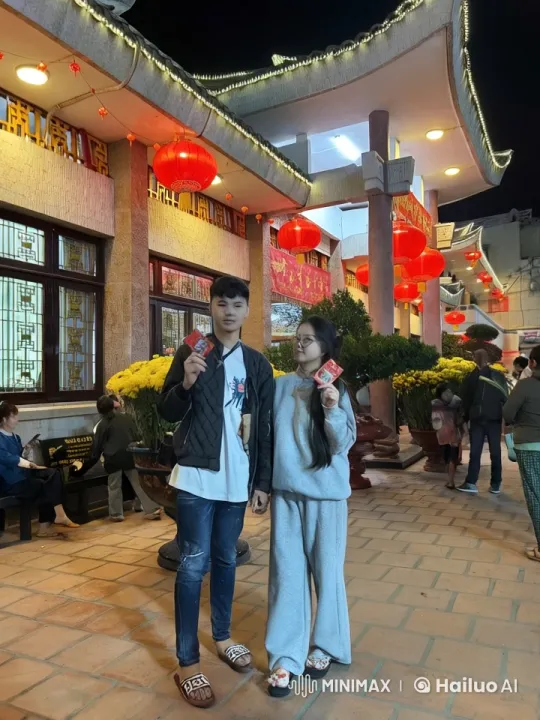 Young Couple Showcases Martial Arts at Festive Night Plaza – AI Generated Video | Hailuo AI