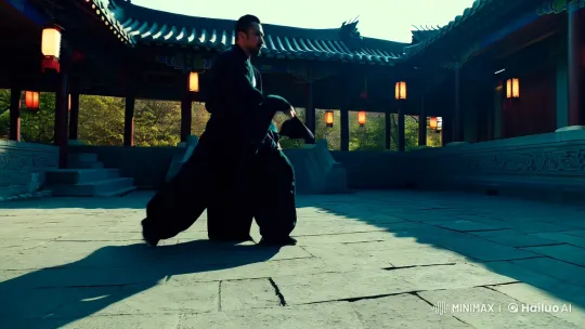 Aesthetic Kungfu Display in Traditional Chinese Courtyard – AI Generated Video | Hailuo AI