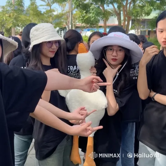 Kung Fu Practitioners Showcase Skills with Plush Duck – AI Generated Video | Hailuo AI