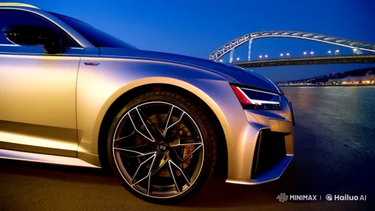 Audi RS6: Logo Transition Over Bratislava's Night Skyline – AI Generated Video | Hailuo AI
