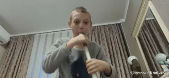 Boy Crying in Room Led Out by Unseen Person – AI Generated Video | Hailuo AI