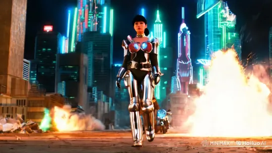 Female Bounty Hunter Thrives in Dystopian Sci-Fi Cityscape – AI Generated Video | Hailuo AI