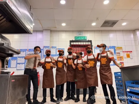 Fast-food Team Performs Martial Arts in Kitchen Uniforms – AI Generated Video | Hailuo AI