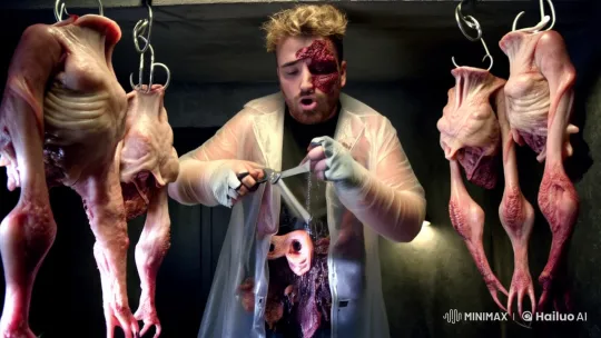 Horror Basement: The Dancer of Corpses and the Butcher – AI Generated Video | Hailuo AI