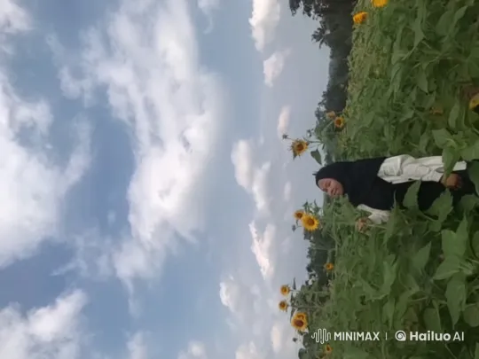 Young Woman in Sunflower Field - Peaceful Moment – AI Generated Video | Hailuo AI