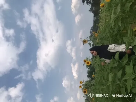 Woman in Hijab Practices Kungfu in Sunflower Field – AI Generated Video | Hailuo AI
