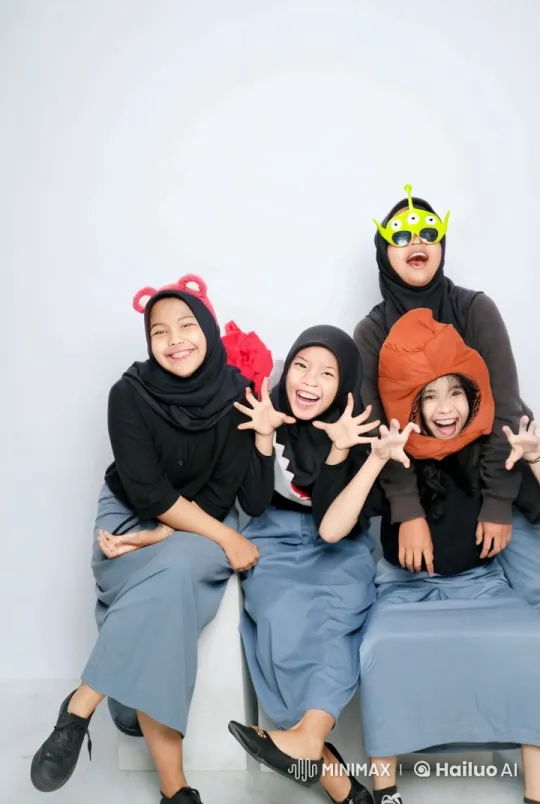 Girls in Hijabs and Animal Hats Engage in Playful Kungfu Battle – AI Generated Video | Hailuo AI
