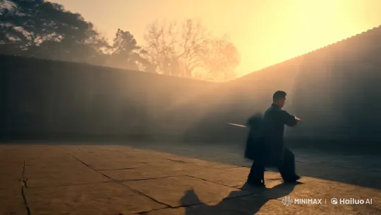 Kungfu Master's Graceful Morning Training in Ancient Temple – AI Generated Video | Hailuo AI