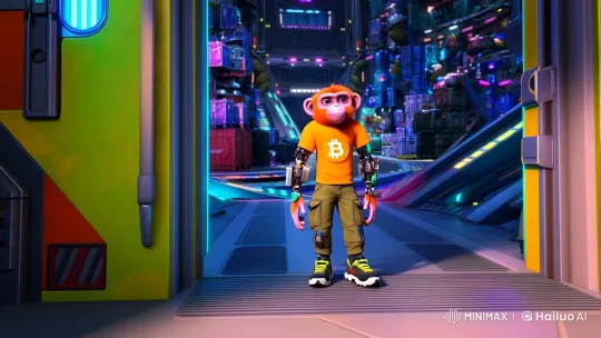 Cyborg Monkey Stands Proud in Futuristic Spaceship Cargo Bay – AI Generated Video | Hailuo AI