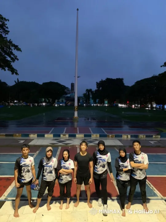 Kung Fu Group Showcases Dynamic Techniques on Flagpole Background – AI Generated Video | Hailuo AI