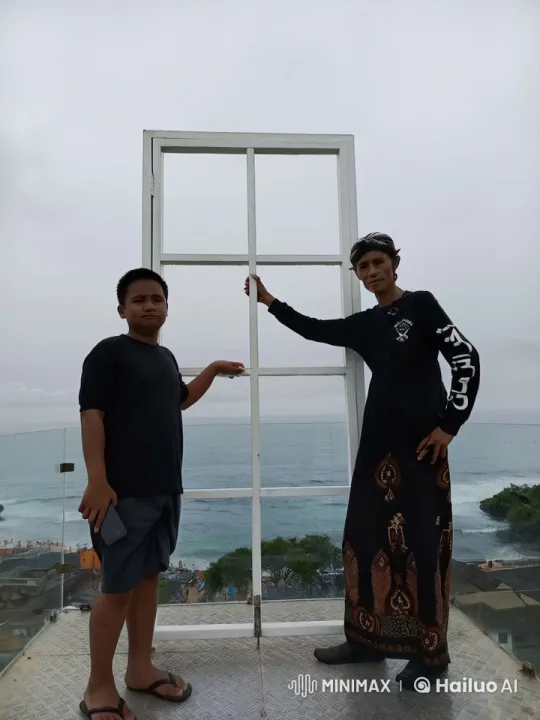 Two Individuals on Beach Viewing Platform Discussing – AI Generated Video | Hailuo AI