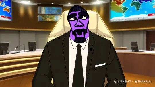 Distinctive News Anchor with Dark Purple Skin Delivers Latest News – AI Generated Video | Hailuo AI