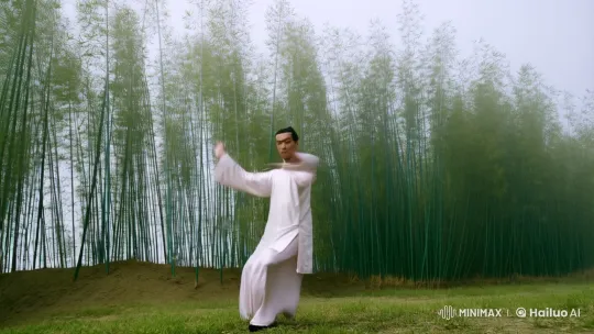 Martial Arts Mastery in Serene Bamboo Grove – AI Generated Video | Hailuo AI