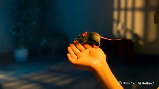Graceful Rat Dance on a Human Hand Illuminated – AI Generated Video | Hailuo AI