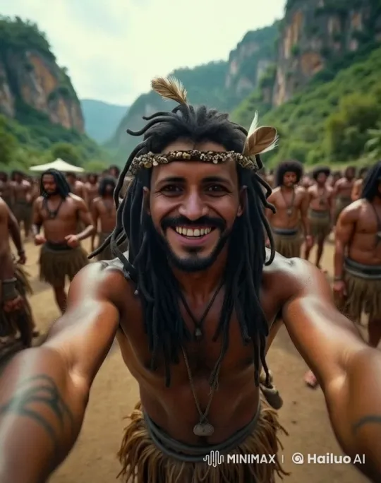 Man Photographs Joyful Tribal Procession – AI Generated Video | Hailuo AI