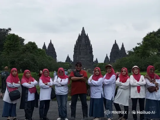 Traditional Outfits Perform Kungfu in Front of Prambanan Temple – AI Generated Video | Hailuo AI