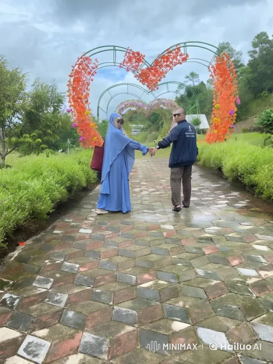 Couple Engages in Graceful Kungfu Duel in Flowered Pathway Setting – AI Generated Video | Hailuo AI