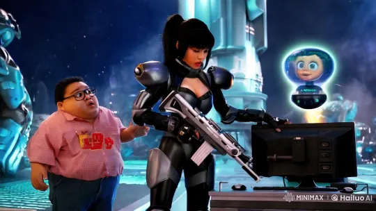 Female Bounty Hunter Fights High-Tech Enemies in Futuristic Sci-Fi Movie – AI Generated Video | Hailuo AI
