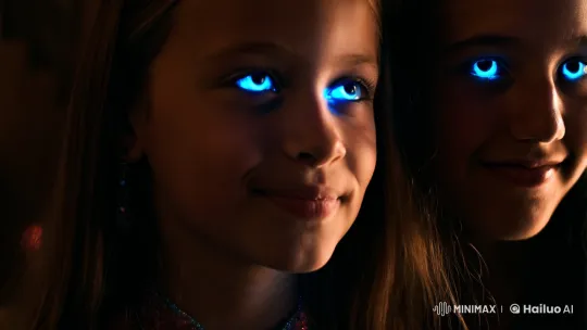 Mesmerizing Blue-Eyed Girls in Ethereal Lighting – AI Generated Video | Hailuo AI